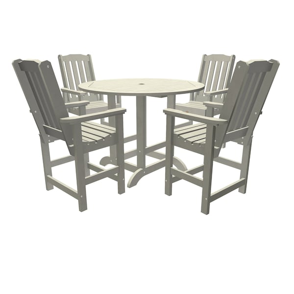 Highwood Usa Lehigh 5pc Round Counter Height Outdoor Patio Furniture Dining Set AD-CNL48-HGR - main